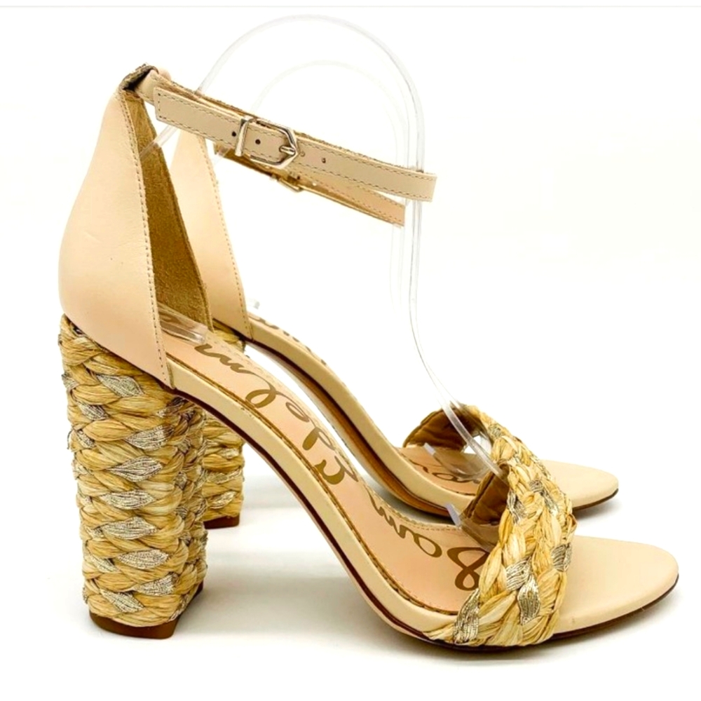 SAM EDELMAN Yoana Metallic Raffia High-Heel Sandal